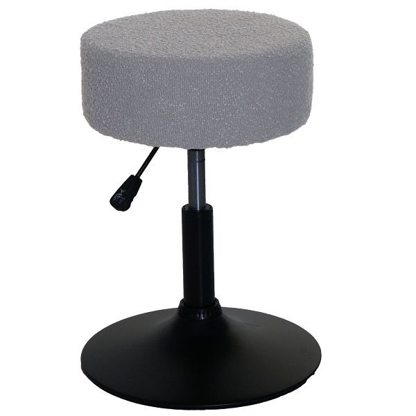 Mendler Hocker HWC-C22, Sitzhocker Schminkhocker, höhenverstellbar drehbar Ø 37cm Stoff Bouclé (450g/m²) FSC®, grau, 108835