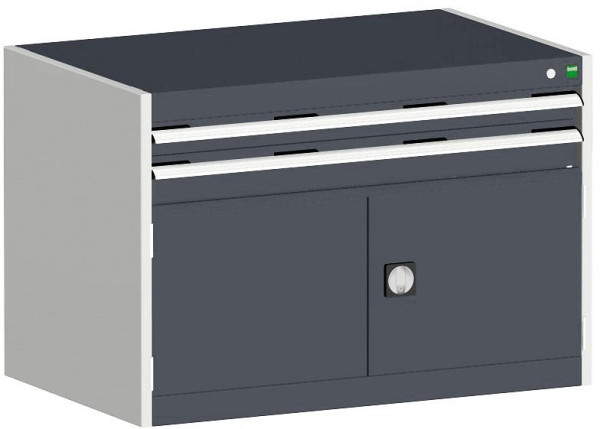 bott cubio Schubladenschrank bestückt mit 2 Schubladen, Tür BxTxH: 1050 x 650 x 700 mm, RAL 7035/7016, 40021215.19V