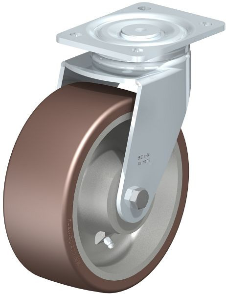 Blickle LH-GB 202K Stahlblech-Lenkrolle, Schwerlast-Ausführung, mit Anschraubplatte, Blickle Besthane®, Braun, 742223
