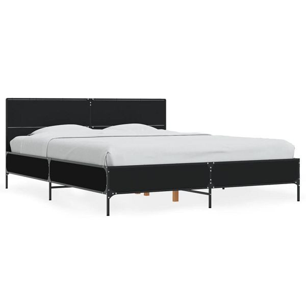 vidaXL Bettgestell Schwarz 150x200 cm Holzwerkstoff und Metall, 3280002