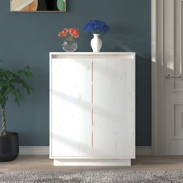 vidaXL Schuhschrank Weiß 60x35x80 cm Massivholz Kiefer, 813531