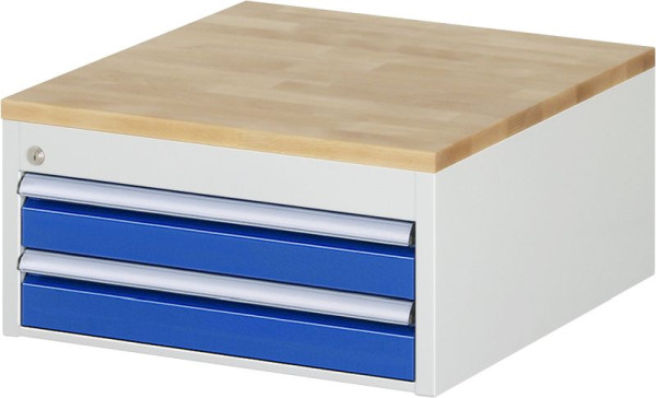 RAU Schubladenschrank Serie 7000, B580 x T650 x H285 mm, 2 x Schublade-Größe-L 2xH90 mm, Buche-Massiv-Arbeitsplatte, 03-L1.3A-B.11