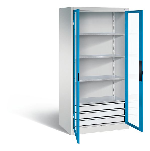 C+P Werkzeugschrank Acurado, H1950xB930xT600mm, Farbe: Lichtgrau / Lichtblau, Muldengriff, 8922-553 S10040