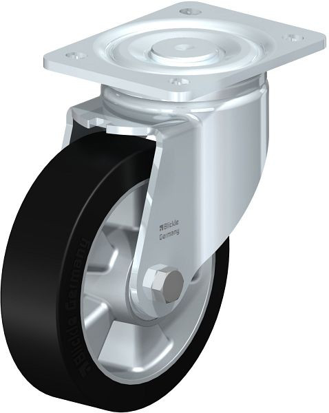 Blickle LH-ALEV 160K Stahlblech-Lenkrolle, Schwerlast-Ausführung, mit Anschraubplatte, Elastik-Vollgummi, Schwarz, 263970