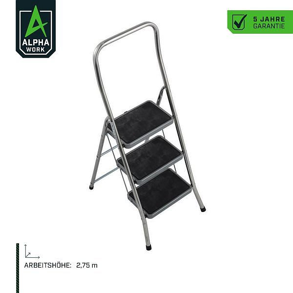 Alpha Work Klapptritt XL, 1 x 3 Stufen, 2,72 m Arbeitshöhe, 80318