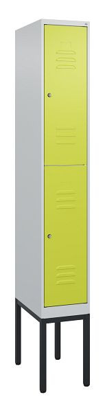 C+P Doppelstöckiger Spind Classic PLUS, Gestell, 2120x300x500mm, 7035/0024, Zylinderschlösser, 0803307-10 S10025