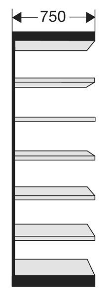 Kerkmann Büro-Regal Progress 2000, B 750 x T 300 x H 2600 mm, schwarz/lichtgrau, 50215515