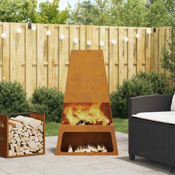 vidaXL Feuerplatz Braun 60 x 35 x 100 cm Wetterfeststahl, 858939