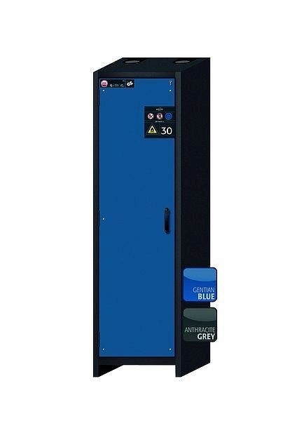 asecos Sicherheitsschrank Q-CLASSIC-30, Q30.195.056 in enzianblau RAL 5010 mit 5x Auszugswanne Standard (Edelstahl), 31002-067-30094