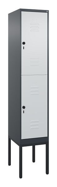 C+P Doppelstöckiger Spind Classic PLUS, Gestell, 2120x400x500mm, 7016/7035, Drehriegel, 0803307-12 S10013