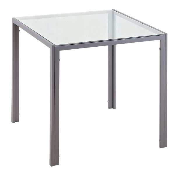 HOMCOM Esstisch Küchentisch Glastisch Quadratischer Tisch, Glasplatte, kompaktes Design, Grau, 835-480
