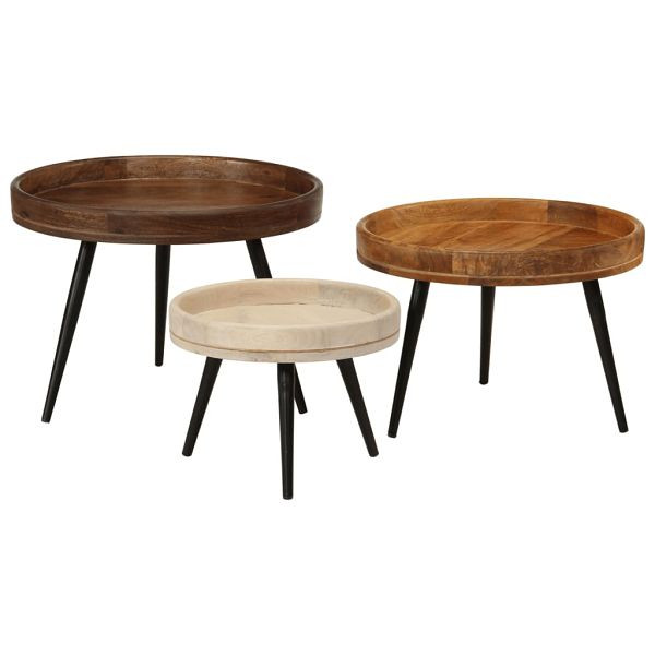 vidaXL Couchtische 3 Stück Rund Massivholz Mango, 352033