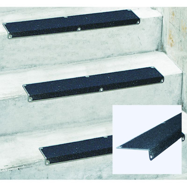 Stein HGS Edelstahl-Kantenprofil für Treppenstufen, schwarz/gelb, Vorsicht Rutschgefahr, VE 2 Stück, 32985