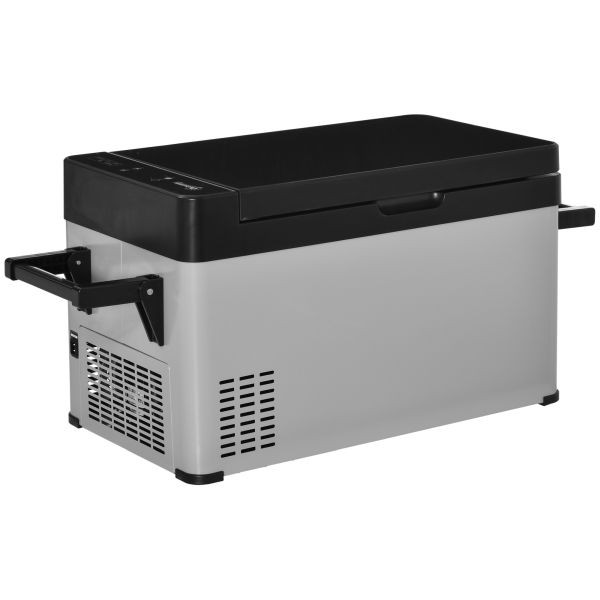Outsunny Kühlbox Auto 50L mit LCD-Anzeige 2 Modi Kompressor mit Griffe Boot Camper Reisen 12/24V DC und 110-240V AC Grau+Schwarz, C00-030V91