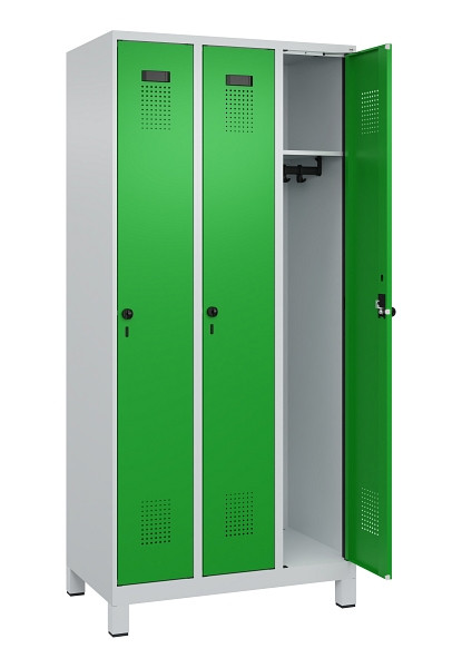 C+P Spind Evolo PLUS, mit Füßen, 3 Abteile, 1950x900x500mm, 7035/6037, Verschluss Drehriegel, Ablageböden 3, 049010-30 S10011