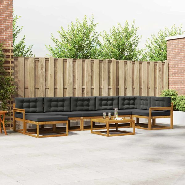 vidaXL Outdoor-Sofagarnitur mit Kissen 8-teilig Natur und Anthrazit, 3367920