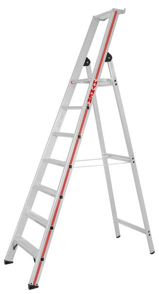 HYMER Stufenstehleiter mit Plattform, einseitig begehbar, 7 Stufen, Länge 2,45 m, Standhöhe: 1,63 m, 802607