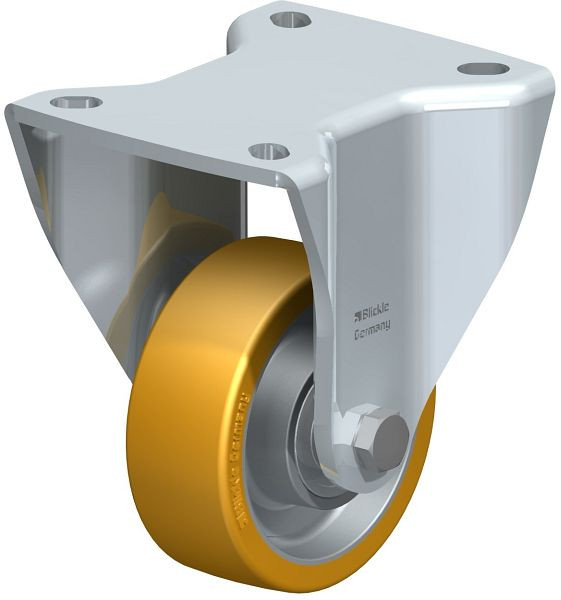 Blickle BH-ALTH 80K Stahlblech-Bockrolle, Schwerlast-Ausführung, mit Anschraubplatte, Blickle Extrathane®, Hellbraun, 266023