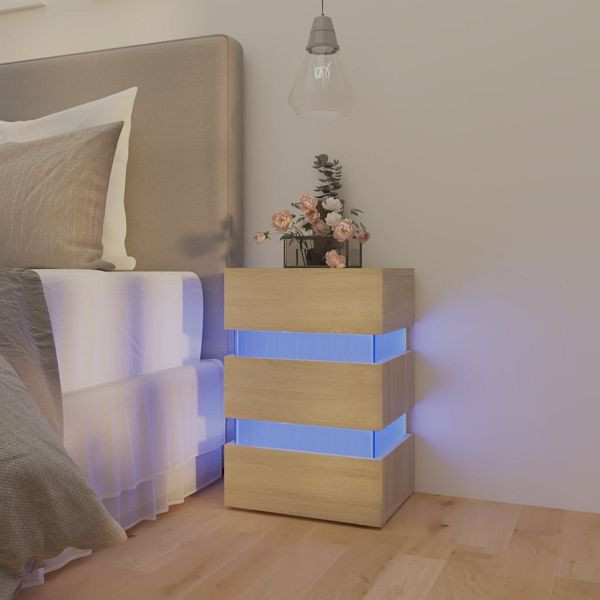 vidaXL LED-Nachttisch Sonoma-Eiche 45x35x67 cm Holzwerkstoff, 326843