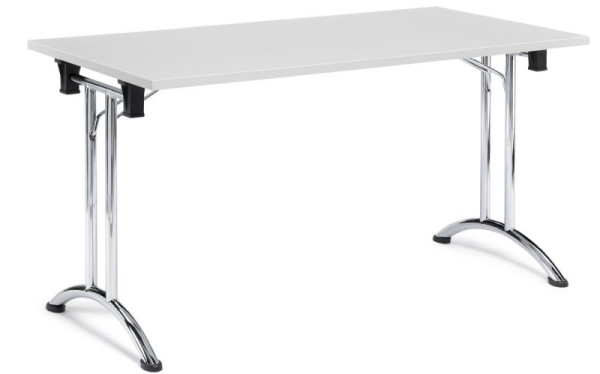Deskin Klapptisch MODUL, Platte Holzdekor Lichtgrau, Gestell verchromt, B 1600 x T 800 x H 730 mm, 283298