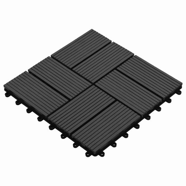 vidaXL Terrassenfliese 11-teilig Schwarz 30 x 30 cm WPC, 42046676