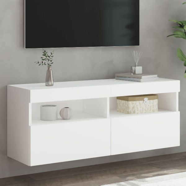 vidaXL TV-Wandschrank mit LED-Leuchten Weiß 100x30x40 cm, 837211