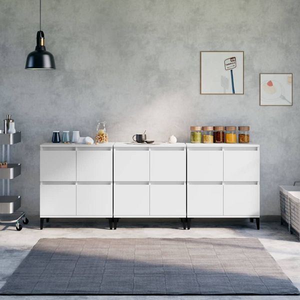 vidaXL Sideboards 3 Stück Weiß 60x35x70 cm Holzwerkstoff, 3185775