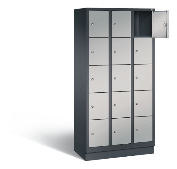 C+P Schließfachschrank Evolo, H1800xB900xT500mm, Farbe: Schwarzgrau / Weißaluminium, 48020-305 S10066