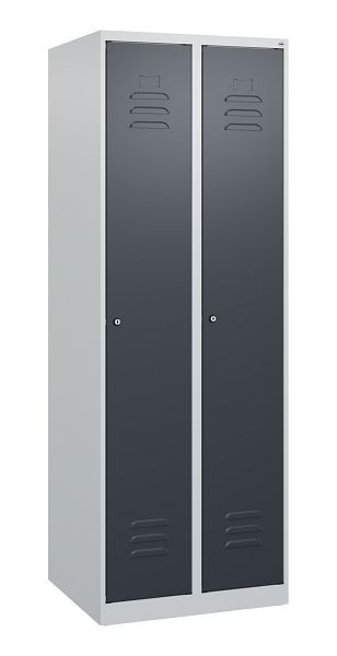 C+P Umkleidespind Classic PLUS, 2 Abteile, 1700x600x500mm, 7035/7016, Zylinderschlösser, 0800007-20 S10026