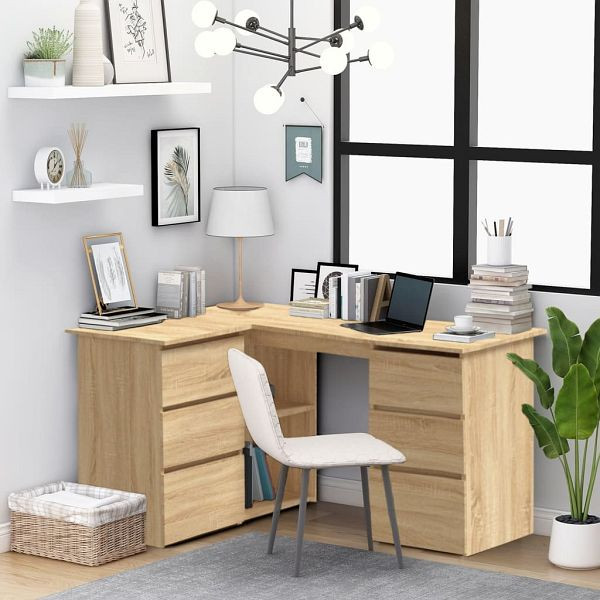 vidaXL Eckschreibtisch Sonoma-Eiche 145x100x76 cm Holzwerkstoff, 801092