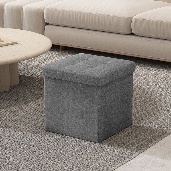 SONGMICS Ottoman Speicher, Hell Grau, 30x30x30 cm, LSF028G02