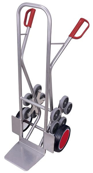 VARIOfit Aluminium Treppenkarre, 2 fünfarmige Radsterne, Außenmaße: 610 x 675 x 1.310 mm, Radsatz: Vollgummibereifung, ap-710.228