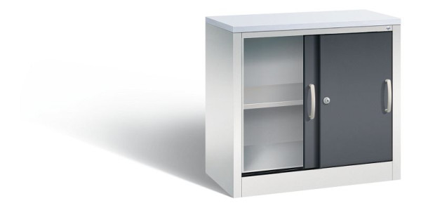 C+P Sideboard mit Schiebetüren Acurado, H720xB800xT400mm, Farbe: Lichtgrau / Schwarzgrau, Bügelgriff, 2 OH, 5722-00 S10353