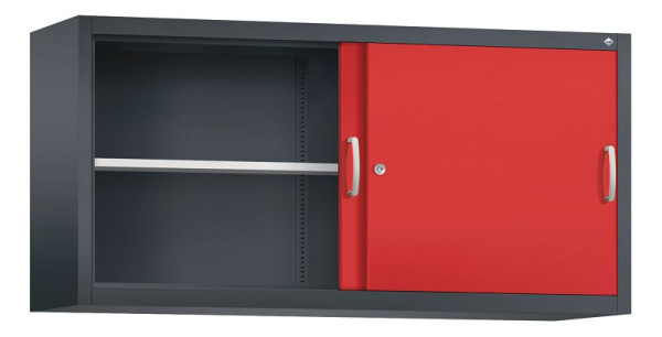 C+P Aufsatzschrank Acurado, H790xB1600xT400mm, Farbe: Schwarzgrau / feuerrot, Bügelgriff, 2 OH, 2145-00 S10091