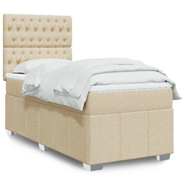 vidaXL Boxspringbett mit Matratze Creme 80x200 cm Stoff, 3293807
