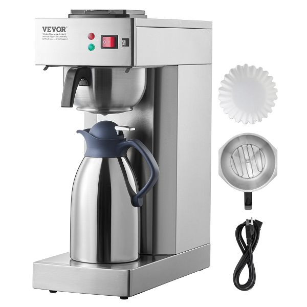 VEVOR Kommerzielle Filterkaffeemaschine, 12 Tassen mit Thermoskanne Büro Café, BWHSYMSKFJWRZRIP4V2