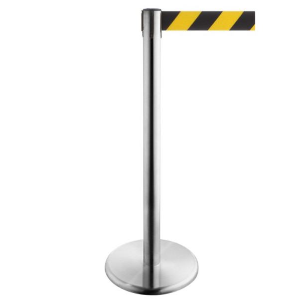 Stein HGS Personenleitsystem -P-Line Future-, Edelstahl, schwarz/gelb diagonal (schraffiert), mit Gurtendstück (Standard), Gurtlänge: 4 m, 15701-1702