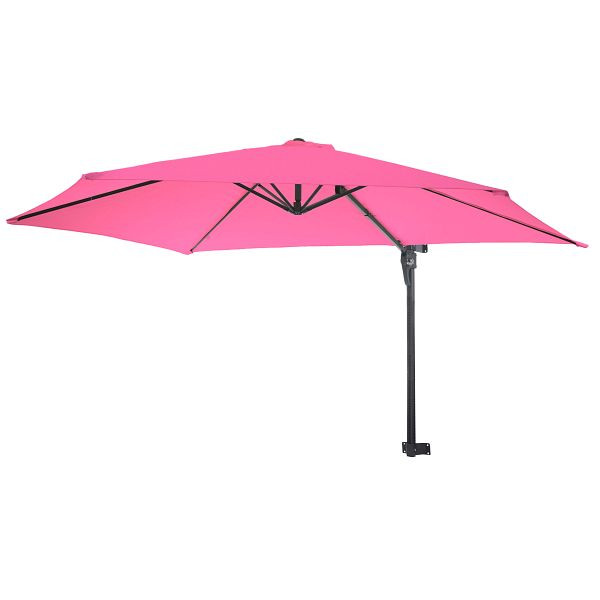 Mendler Wandschirm Casoria, Ampelschirm Balkonschirm Sonnenschirm, 3m neigbar, Polyester Alu/Stahl 9kg, pink-rosarot, 76502