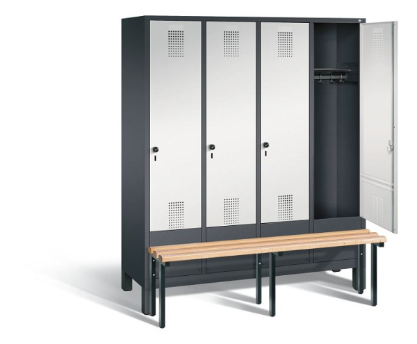 C+P Garderobenschrank Evolo, H1850xB1590xT815mm, Farbe: Schwarzgrau / Lichtgrau, 48030-42 S10029