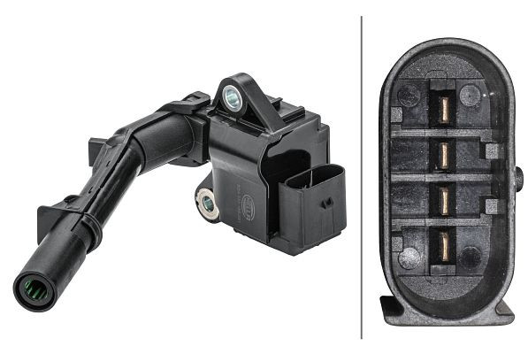 HELLA Zündspule, 12V, 4-polig, Kerzenschachtzündspule, Bajonett, 5DA 358 168-391