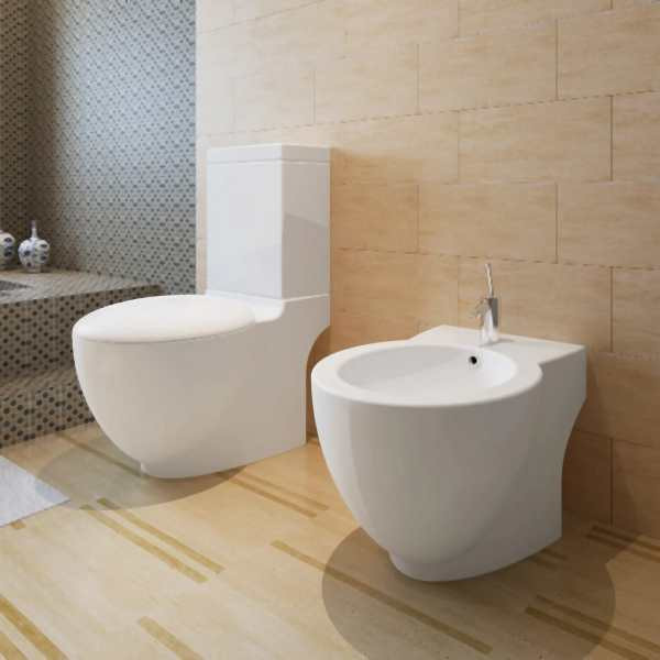 vidaXL Toilette und Bidet Set Weiß Keramik, 270059, 8718475866947