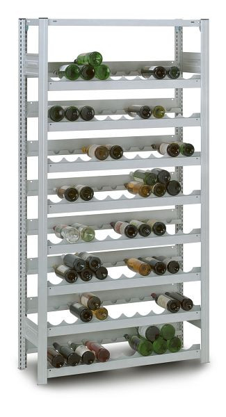 hofe Weinflaschen-Grundregal, 1750x300x1000 mm, 7 Ebenen, für 133 Flaschen, RAL 7035, 35 kg Fachlast, 245 kg Feldlast, HKG173133