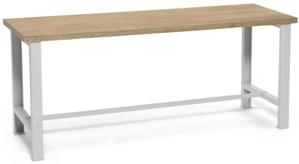 Deskin Werkbank-Grundeinheit WS PROFI SYSTEM, Höhe fix, Lichtgrau RAL 7035, 2000 x 700 x 840 mm, Gestell: Lichtgrau RAL 7035, Multiplex-Platte, 260935