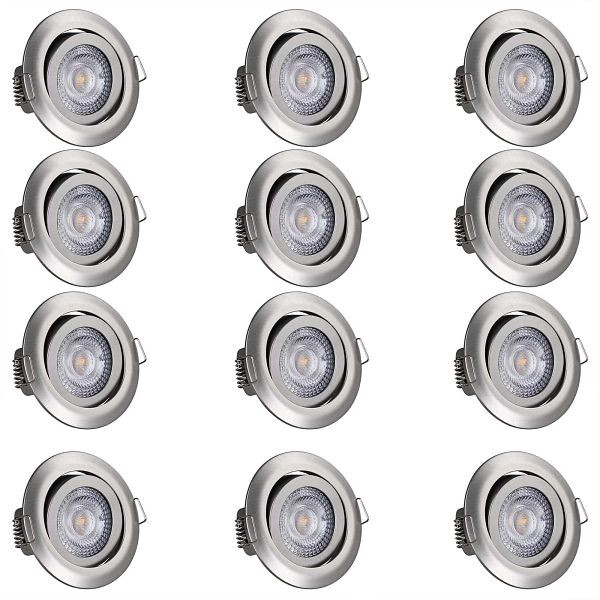 monzana LED Einbauleuchte Krog 12er-Set Nickel, 996199, 4251776931357