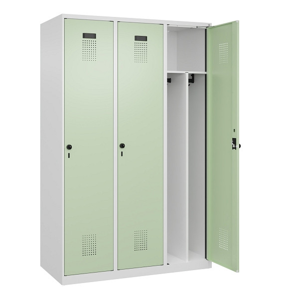 C+P Spind Evolo PLUS, 3 Abteile, 1850x1200x500mm, 9016/6019, Verschluss Drehriegel, 049000-32F S10019