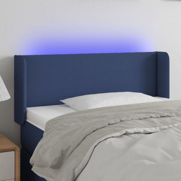 vidaXL LED Kopfteil Blau 103x16x78/88 cm Stoff, 3122952