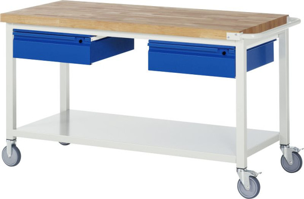 RAU Fahrbare Werkbank 8002I6, B1500xT700xH880mm, Ablageboden Metall, 2xSchublade-TA, 05-8002I6-157R4S.11