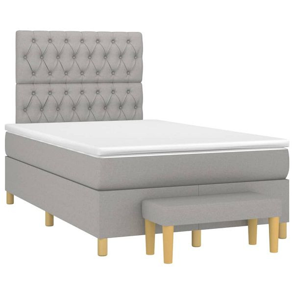 vidaXL Boxspringbett mit Matratze Hellgrau 120x190 cm Stoff, 3270425