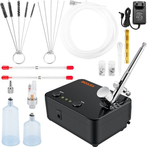 VEVOR Dual Action Airbrush Set mit Lackierpistole, 30 psi ± 15 % Luftkompressor 220 V Airbrushpistole Set, GBTZOGYM8KA22XUOTV2