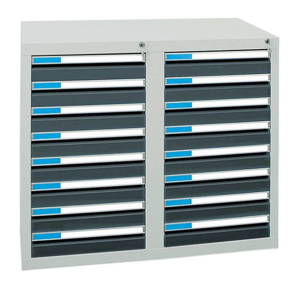 stumpf Schubladenschrank Serie ESTA, RAL 7035/7016, 16 Schubladen (16x100 mm), 7602171